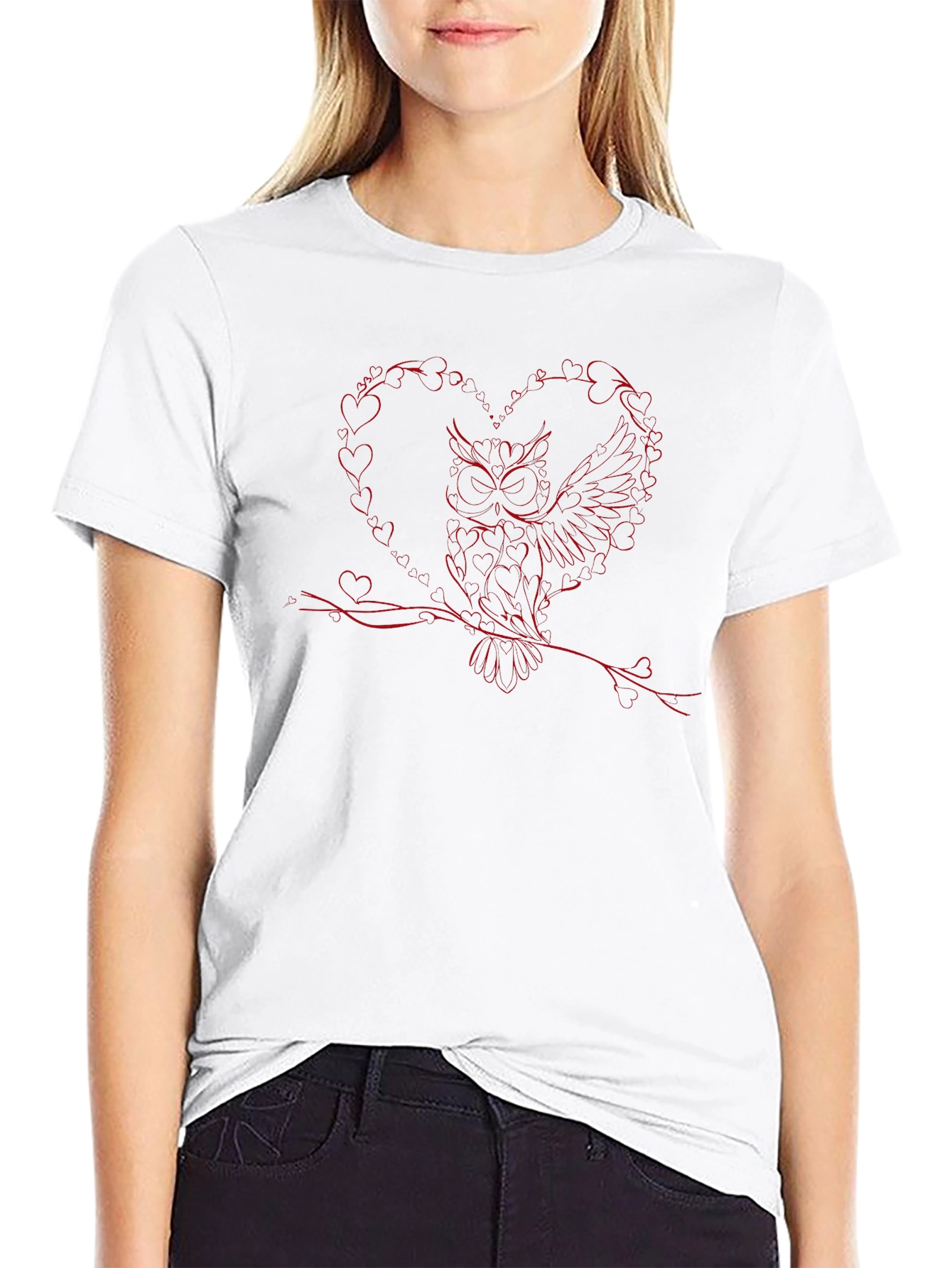 Owl Heart Valentines Day Graphic T-Shirt