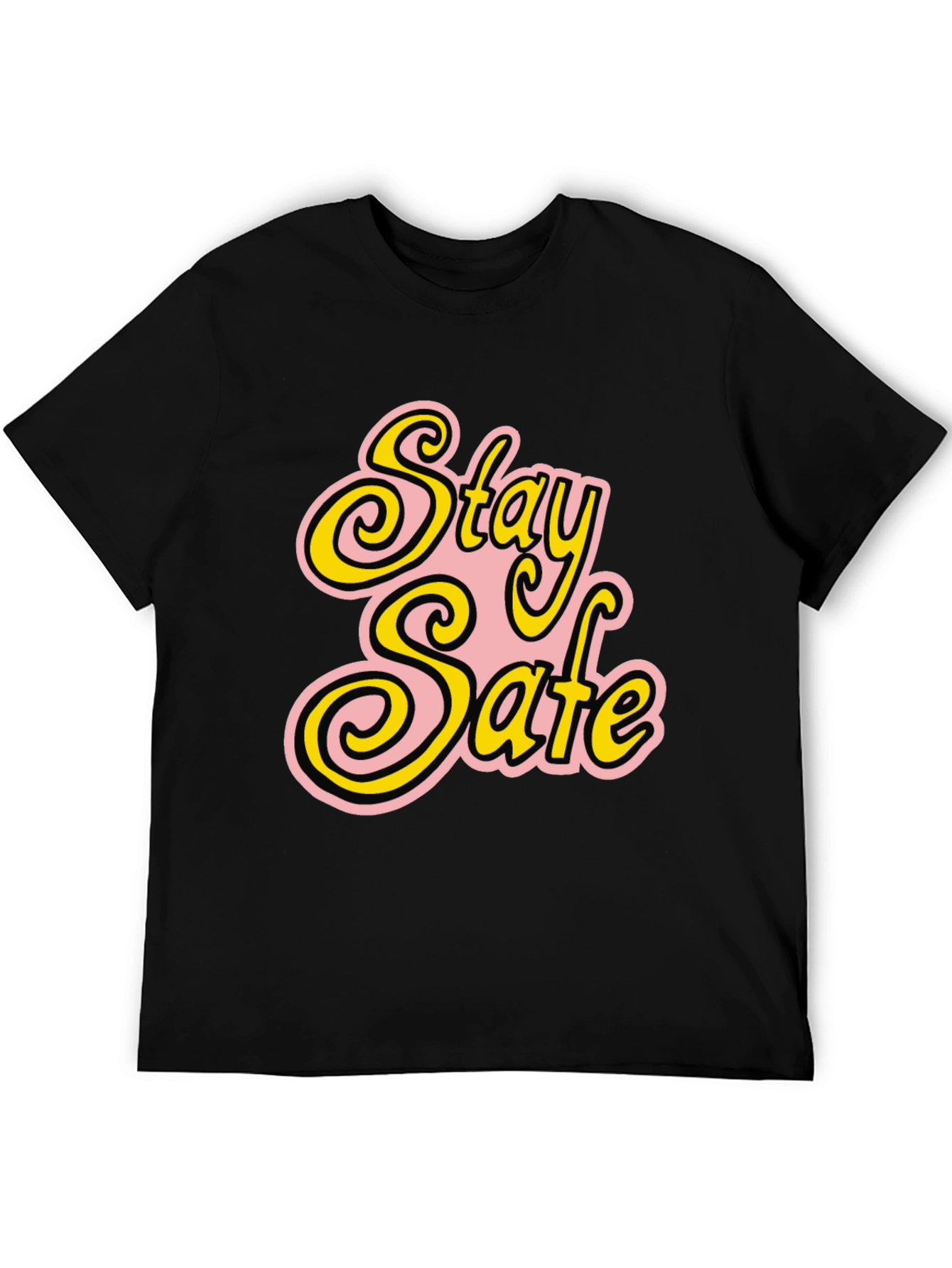 Stay Safe Graphic T-Shirt - Black Cotton Blend
