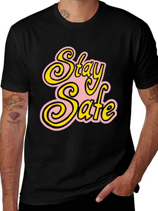Stay Safe Graphic T-Shirt - Black Cotton Blend