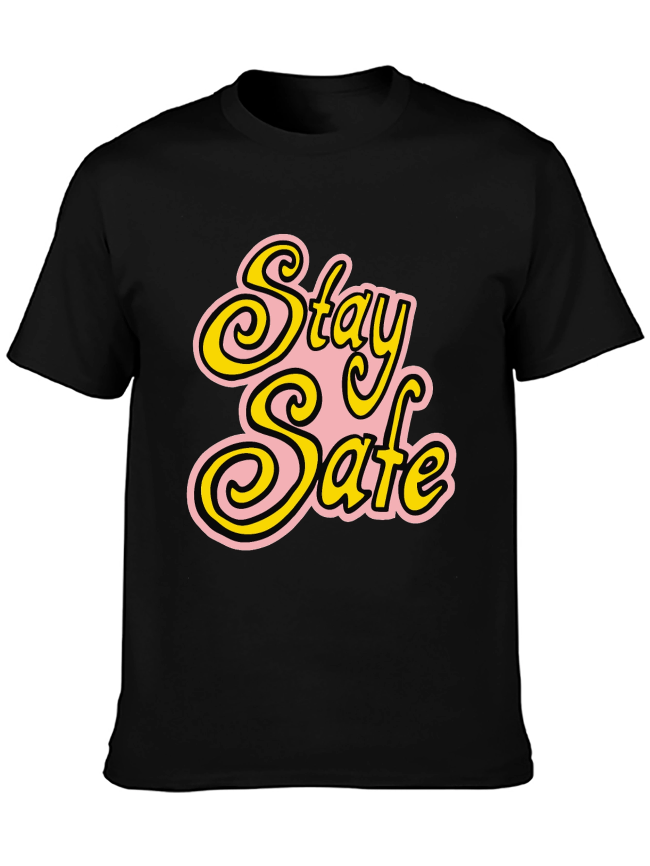 Stay Safe Graphic T-Shirt - Black Cotton Blend