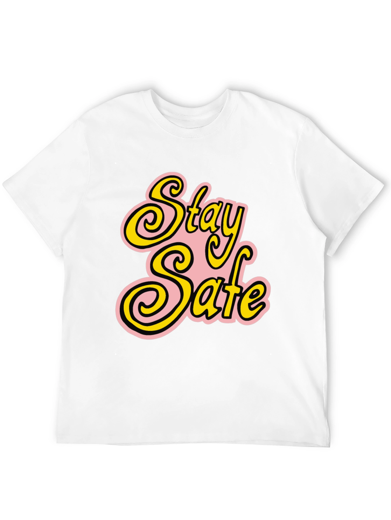 Stay Safe Graphic T-Shirt - Black Cotton Blend