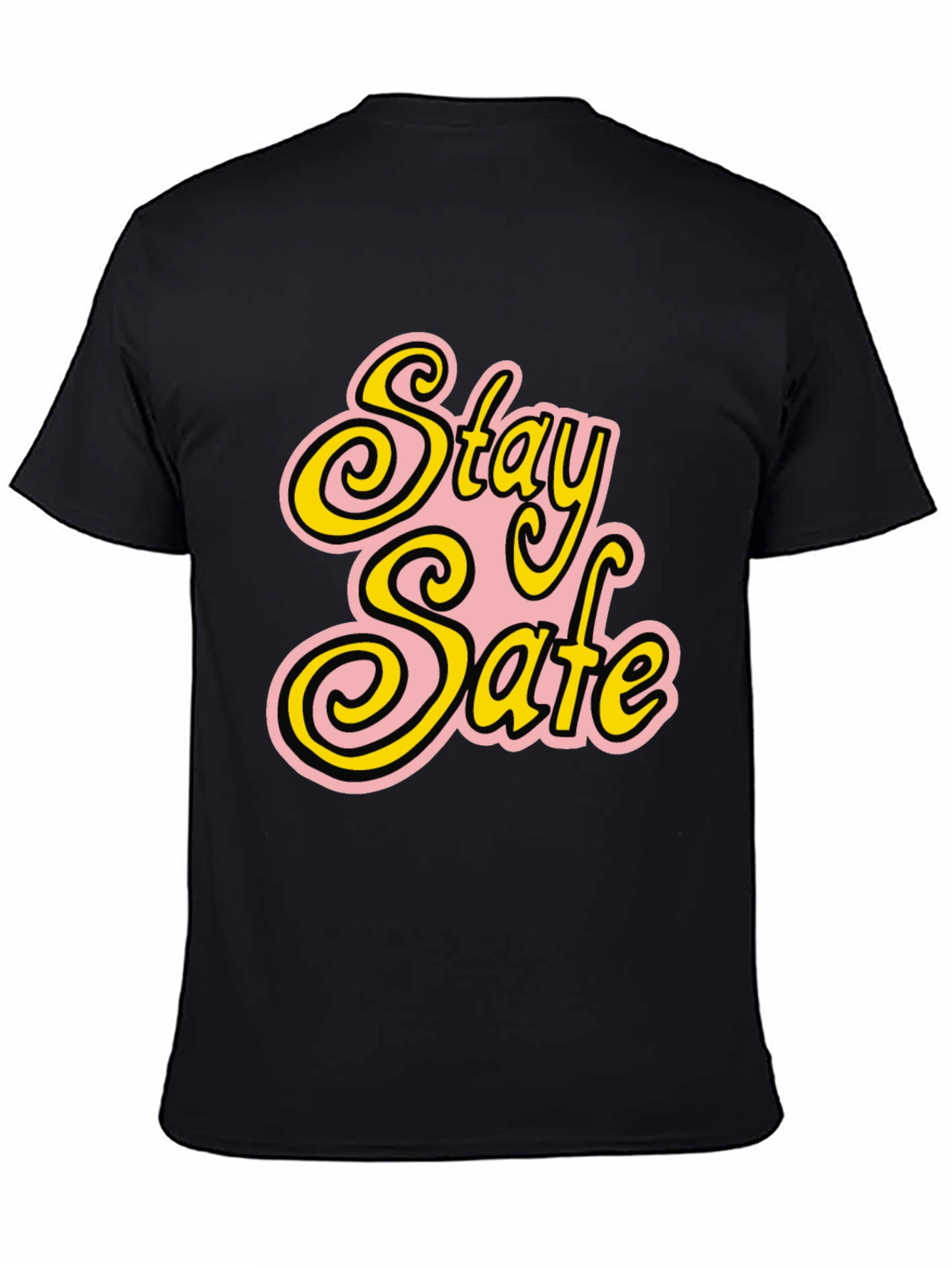 Stay Safe Graphic T-Shirt - Black Cotton Blend