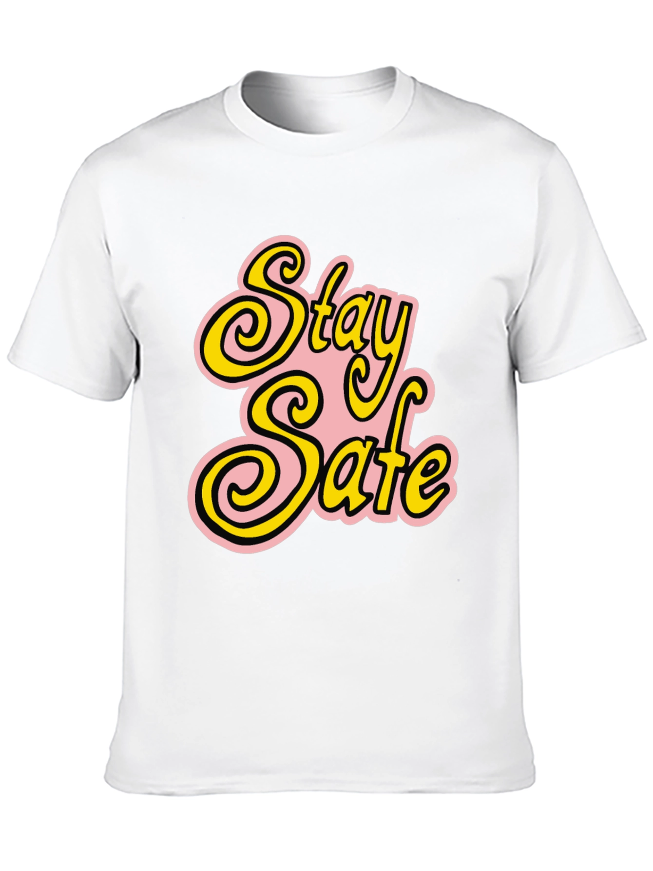 Stay Safe Graphic T-Shirt - Black Cotton Blend