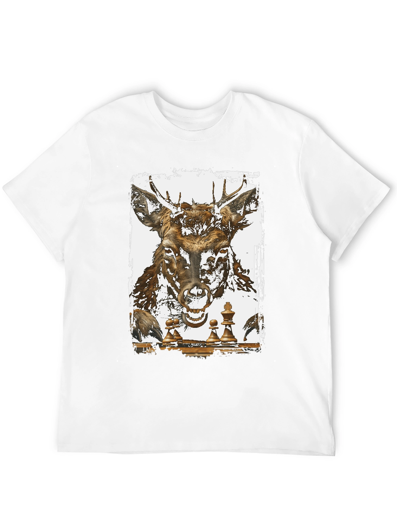 Deer Chess Graphic Tee - Unique Animal Art T-Shirt