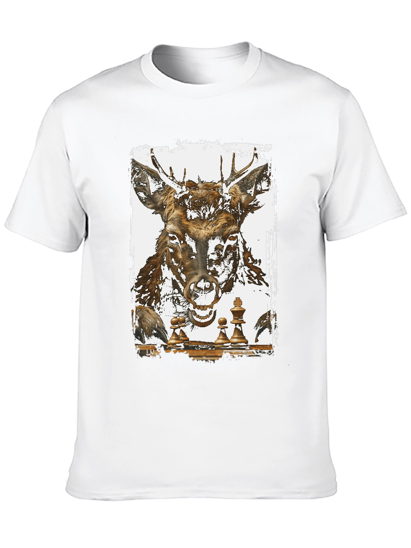 Deer Chess Graphic Tee - Unique Animal Art T-Shirt