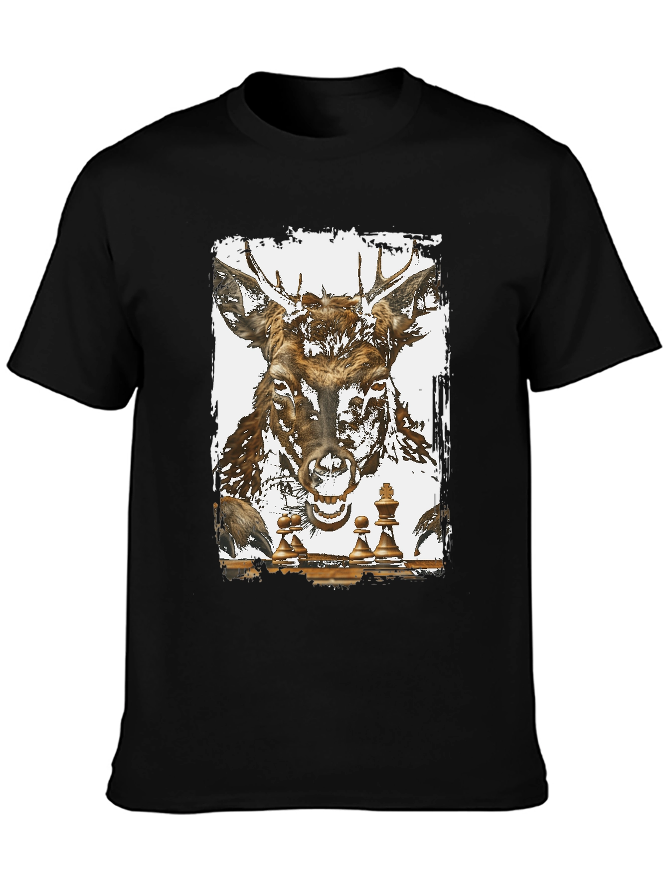 Deer Chess Graphic Tee - Unique Animal Art T-Shirt