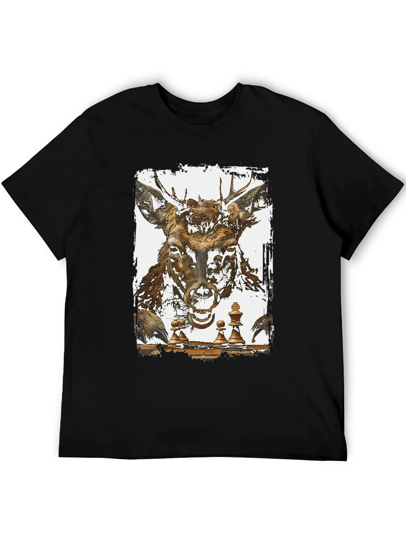 Deer Chess Graphic Tee - Unique Animal Art T-Shirt