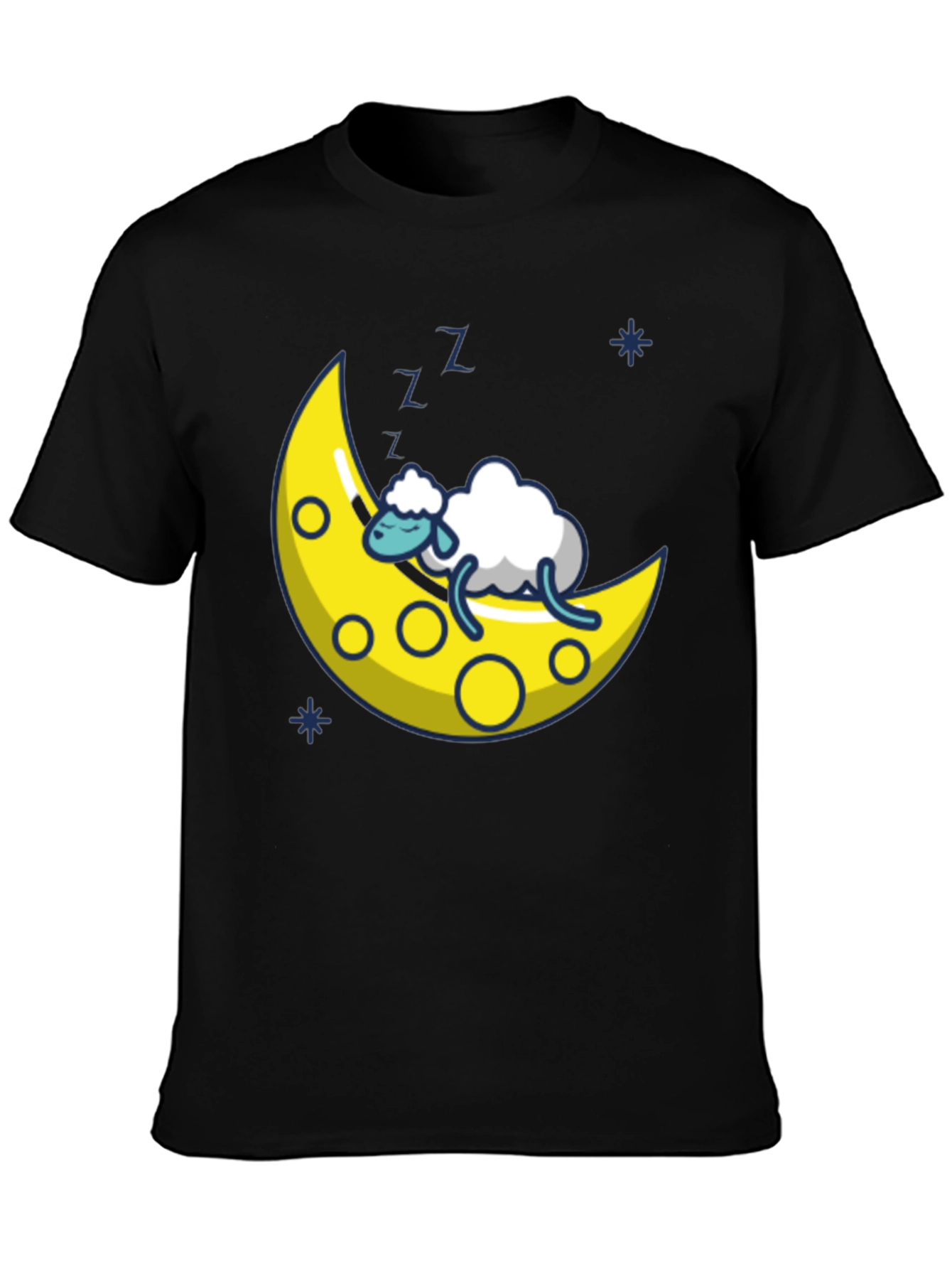 Dreamy Sheep on the Moon T-Shirt - Black