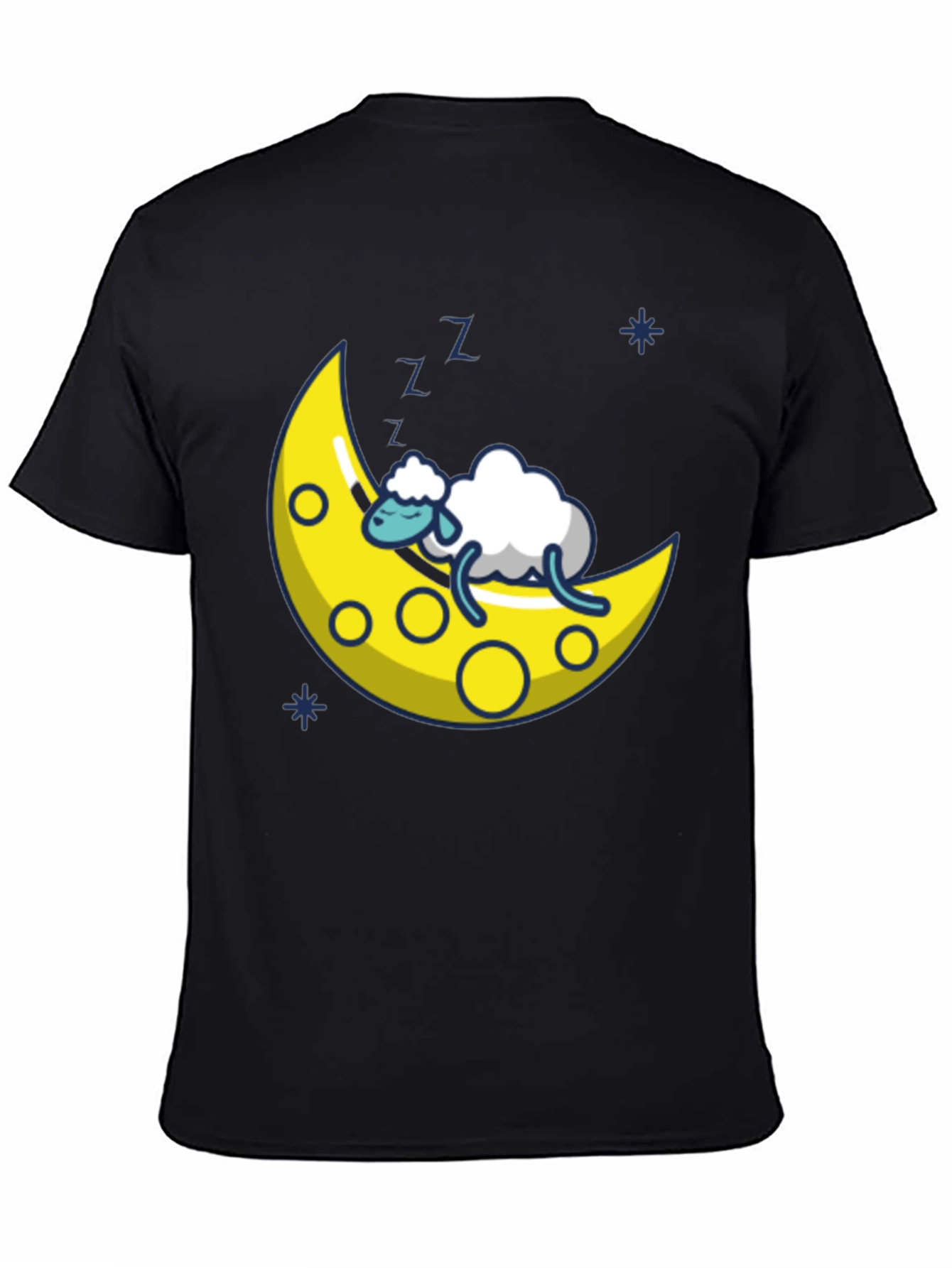 Dreamy Sheep on the Moon T-Shirt - Black