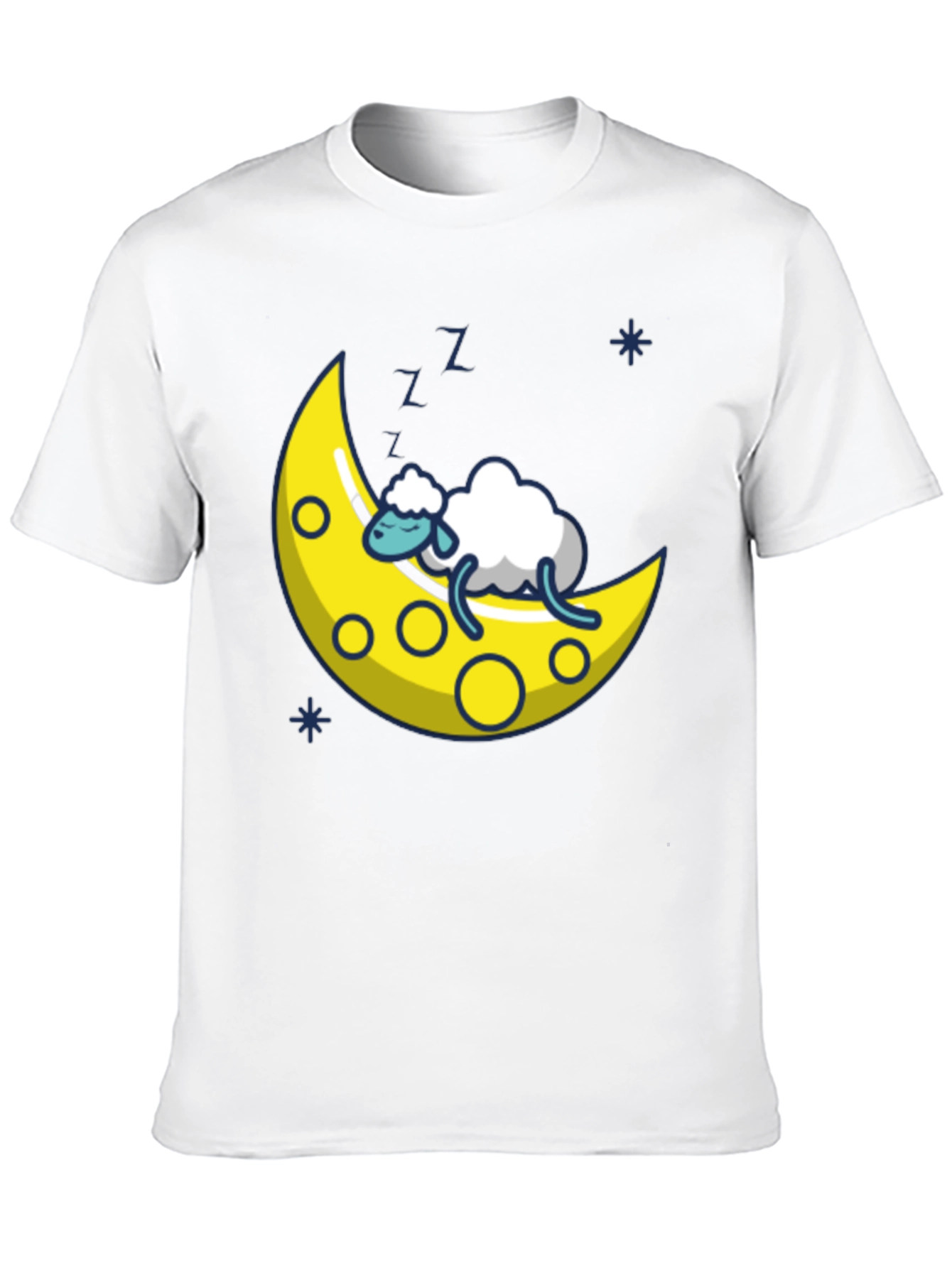 Dreamy Sheep on the Moon T-Shirt - Black