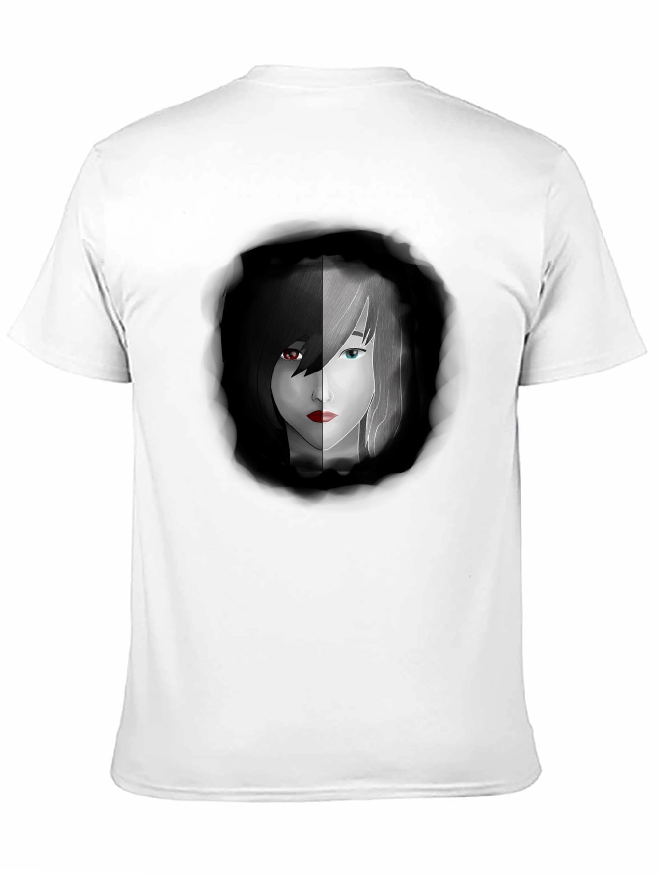 Yin Yang Anime Girl Graphic Black Tee