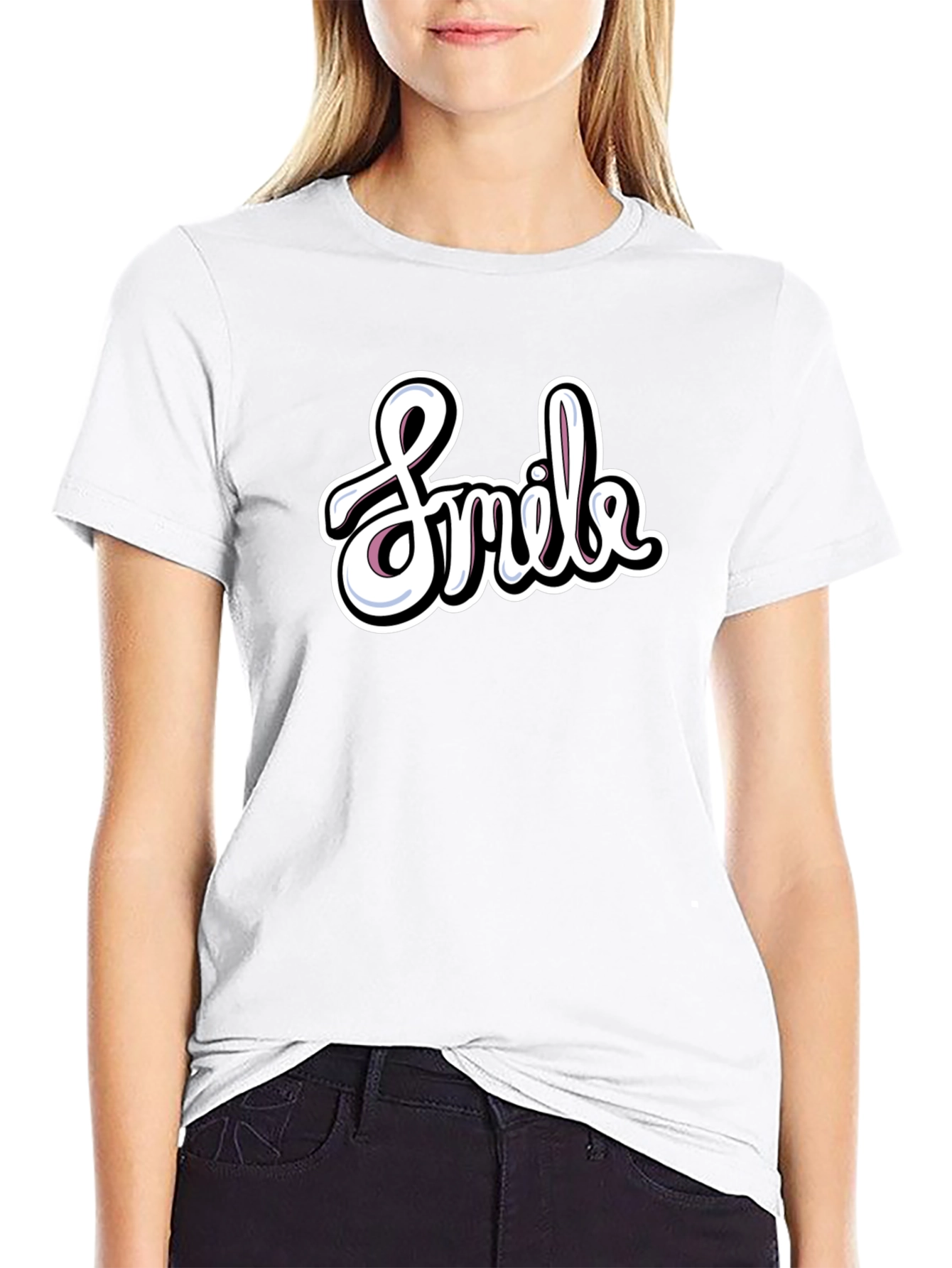 Smile Graphic T-Shirt - Casual Black Tee
