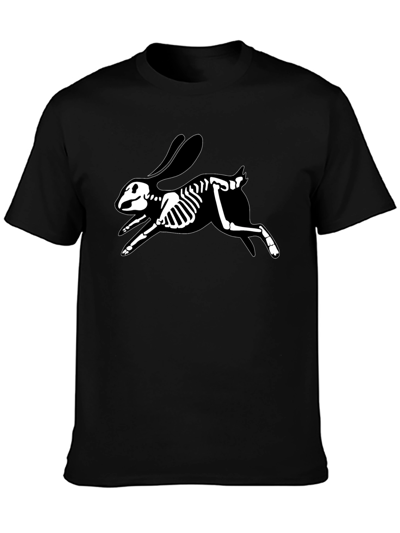 Skeleton Rabbit Graphic Tee - Black Cotton T-Shirt