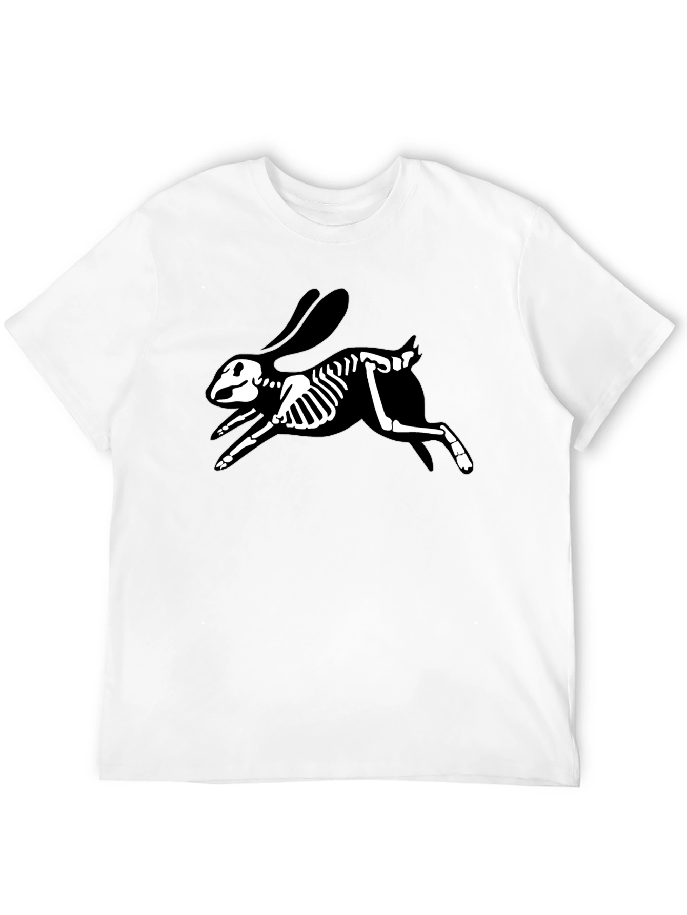 Skeleton Rabbit Graphic Tee - Black Cotton T-Shirt