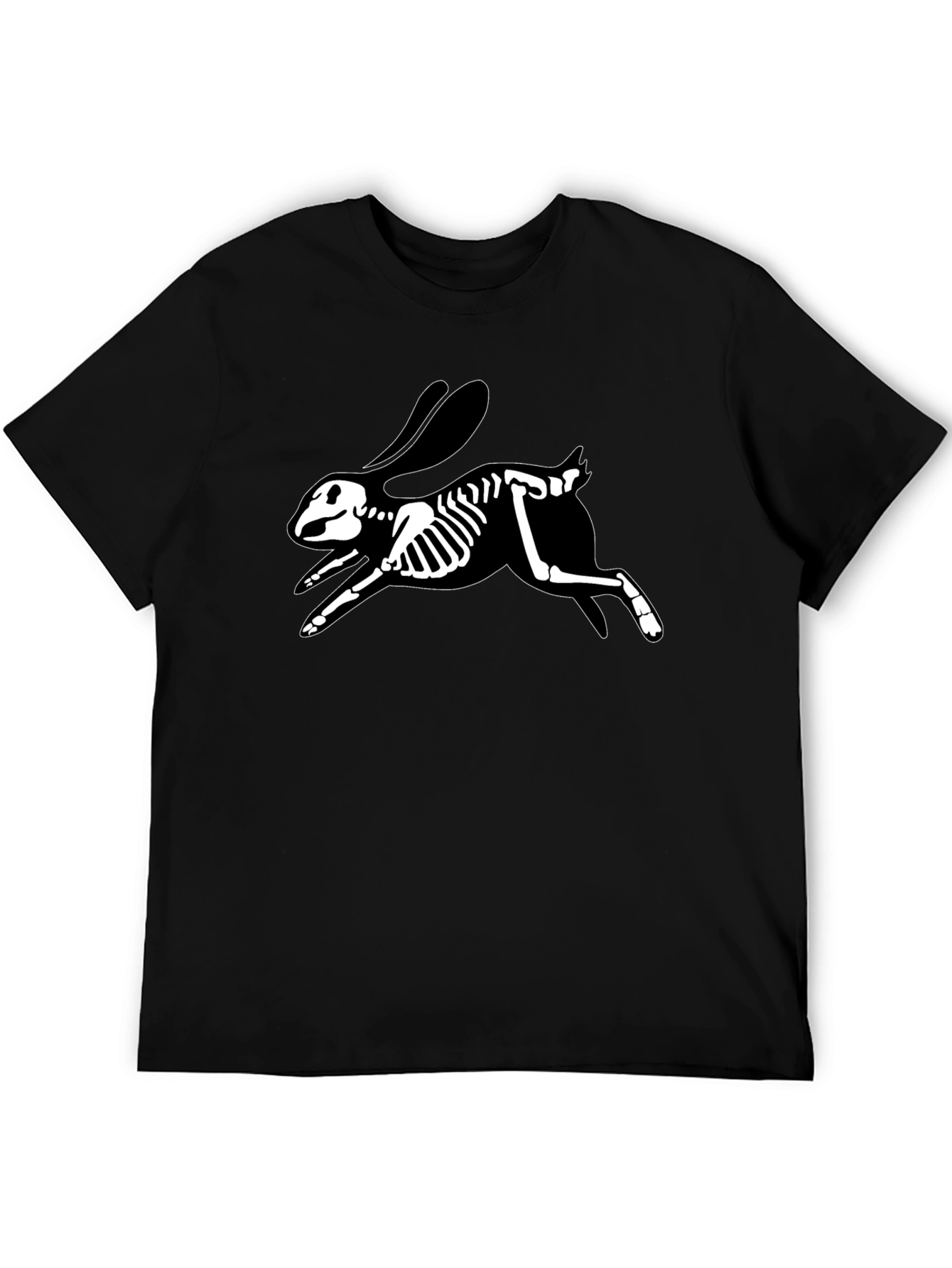 Skeleton Rabbit Graphic Tee - Black Cotton T-Shirt