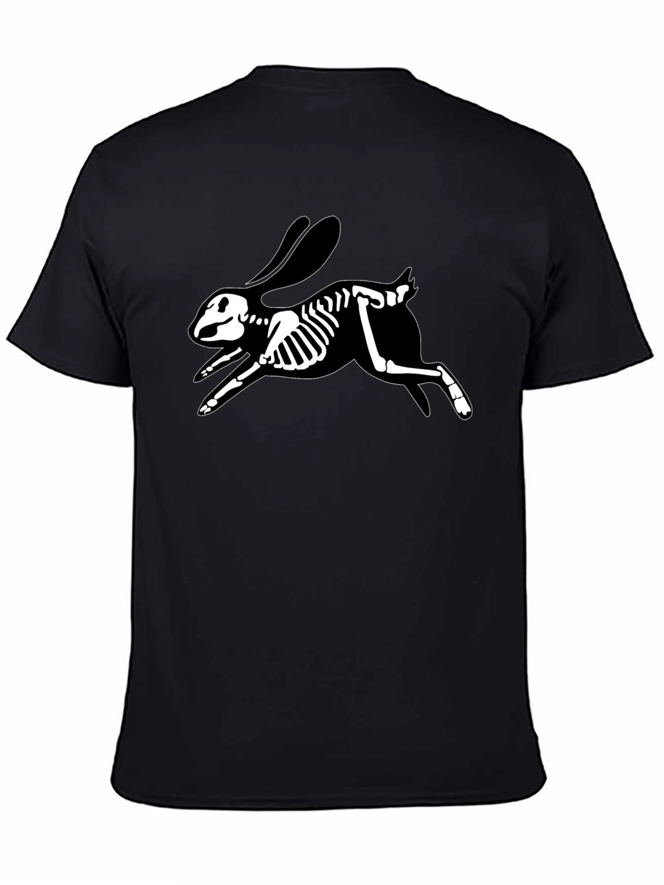 Skeleton Rabbit Graphic Tee - Black Cotton T-Shirt