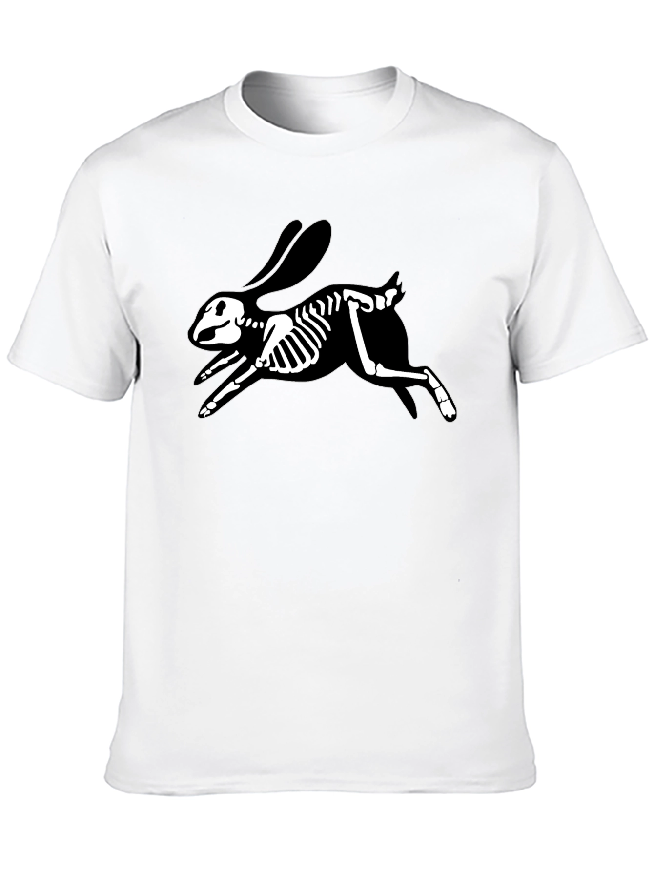 Skeleton Rabbit Graphic Tee - Black Cotton T-Shirt