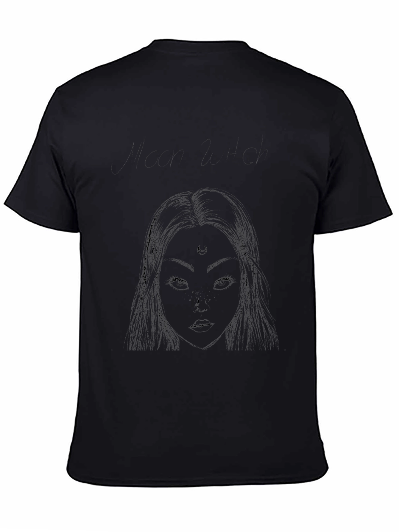 Black T-Shirt with Moon Goddess Design