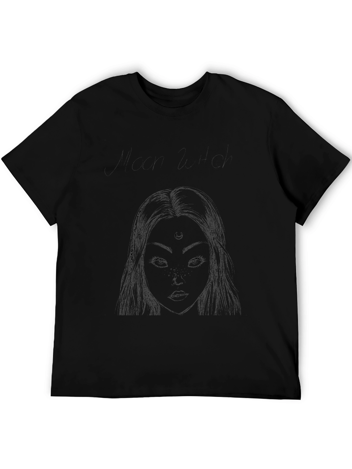 Black T-Shirt with Moon Goddess Design