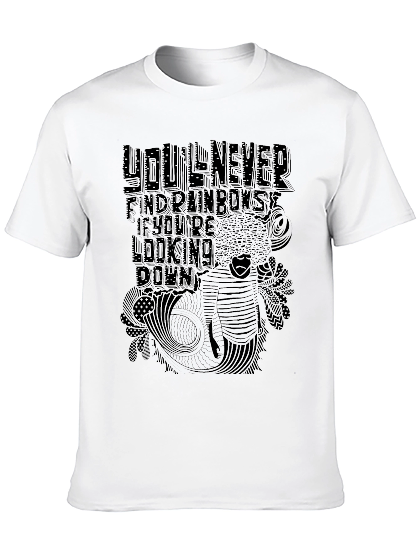 Black Graphic Tee - Rainbows Quote