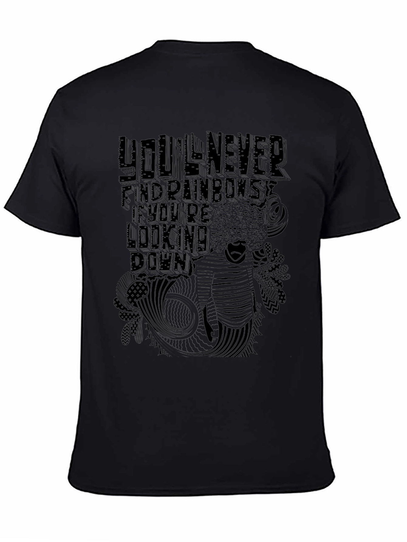 Black Graphic Tee - Rainbows Quote