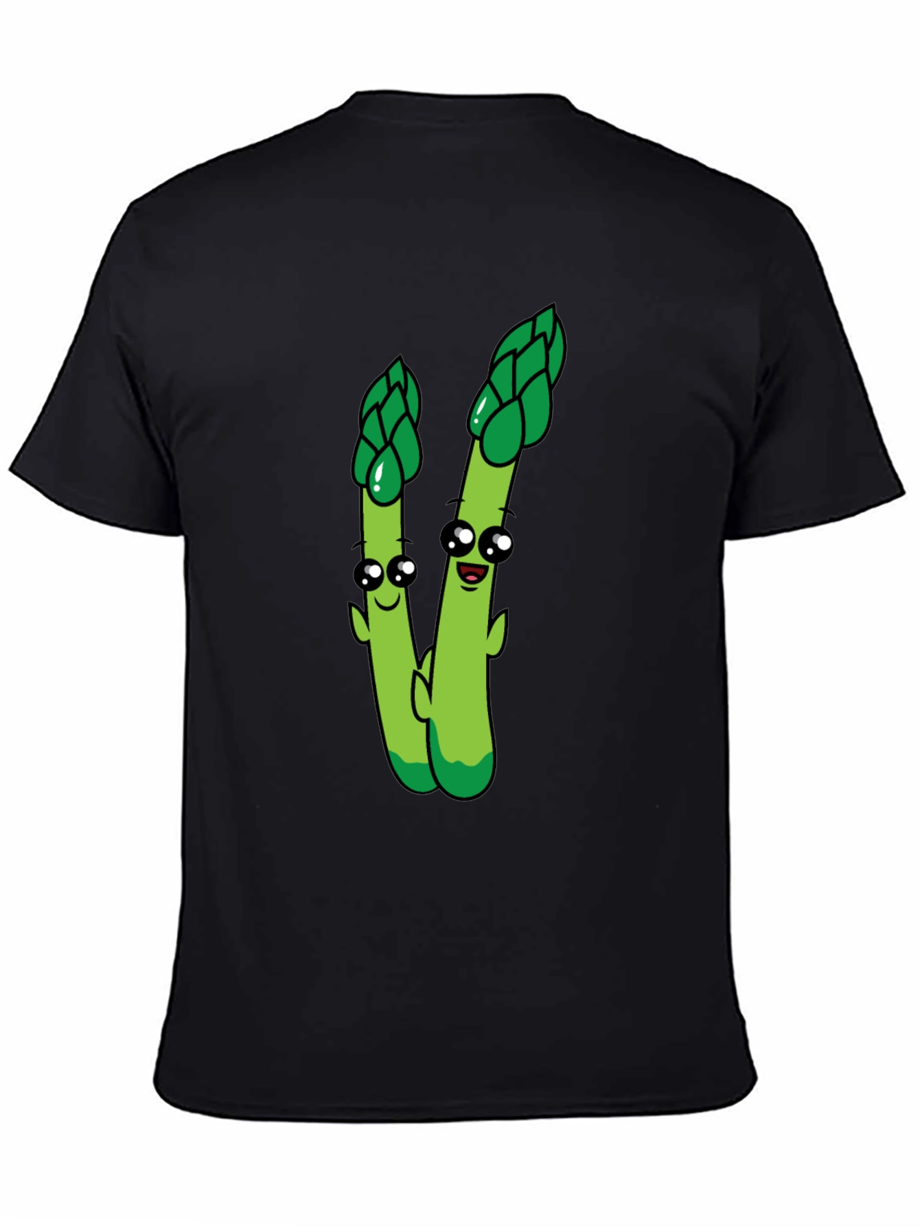 Cartoon Asparagus Graphic Tee - Black