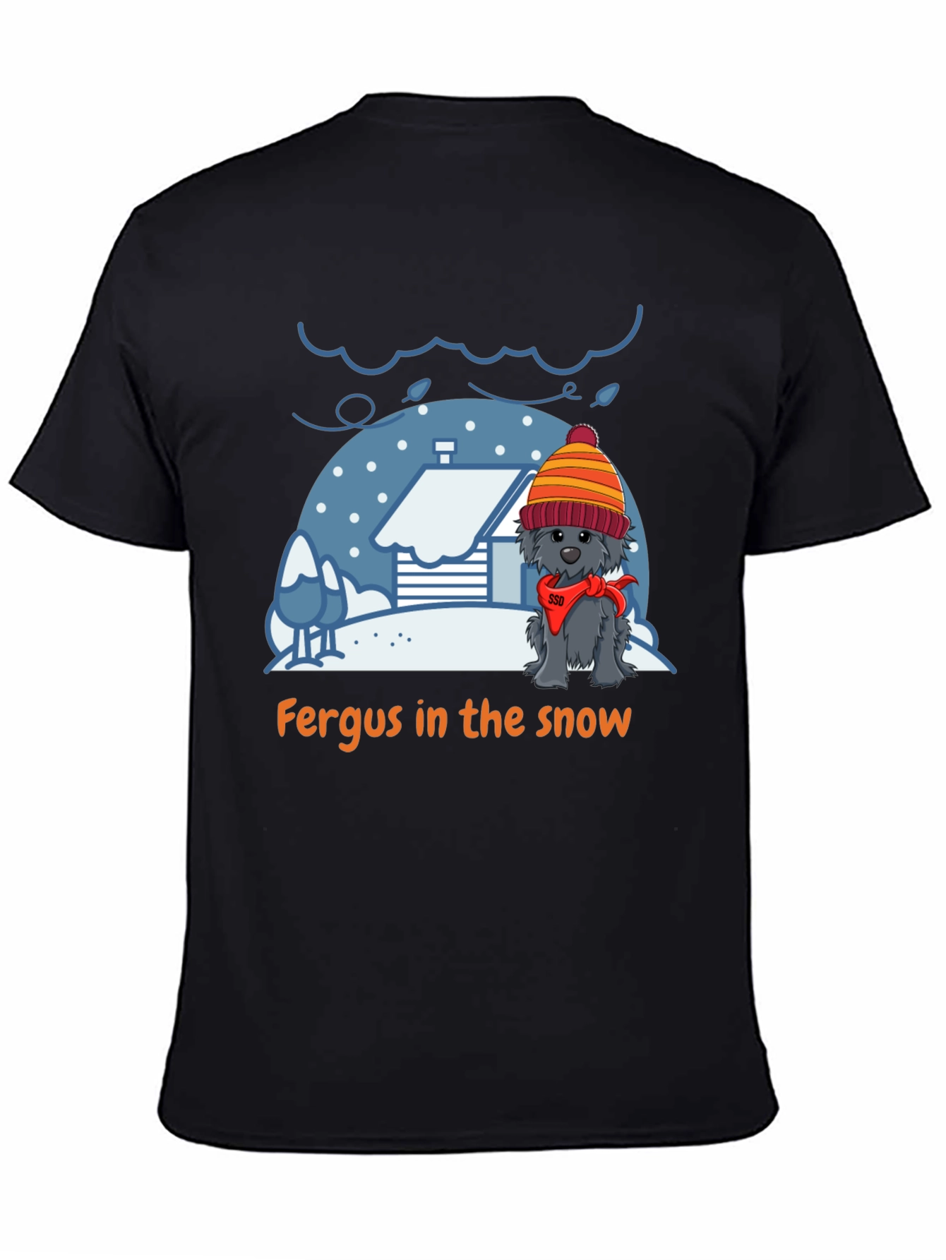 Fergus in the Snow T-Shirt – Cute Winter Dog Tee