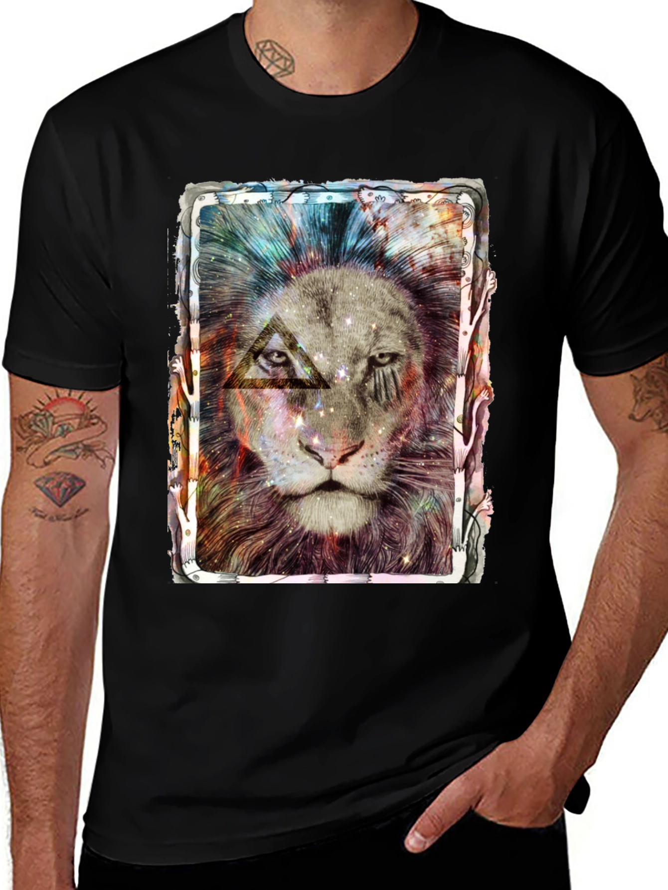Cosmic Lion Graphic Tee - Unique Design