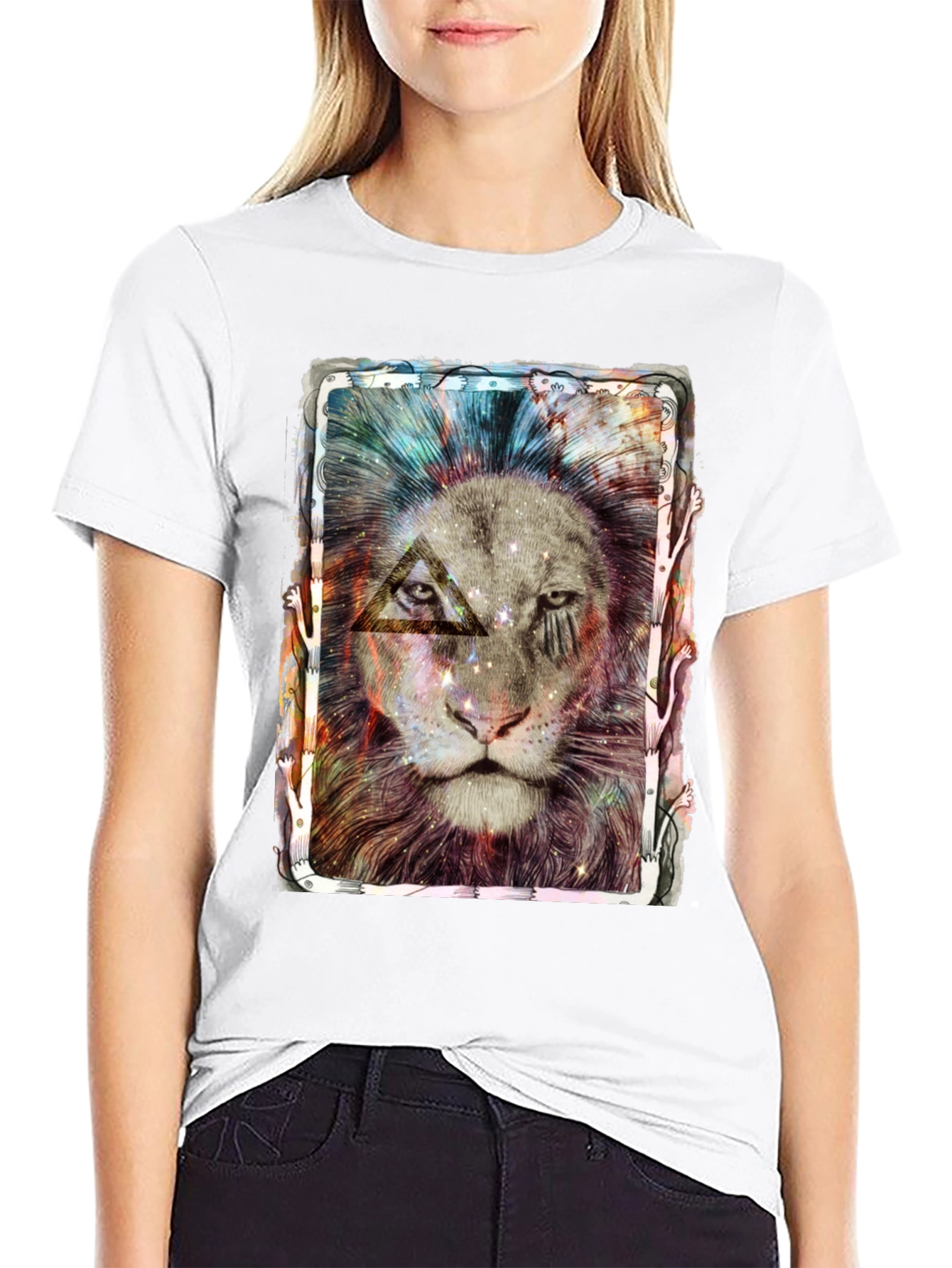 Cosmic Lion Graphic Tee - Unique Design