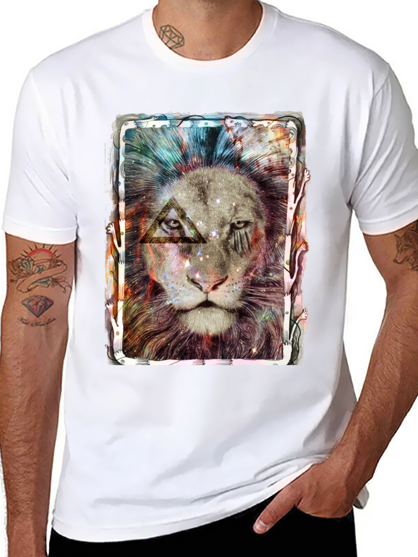 Cosmic Lion Graphic Tee - Unique Design