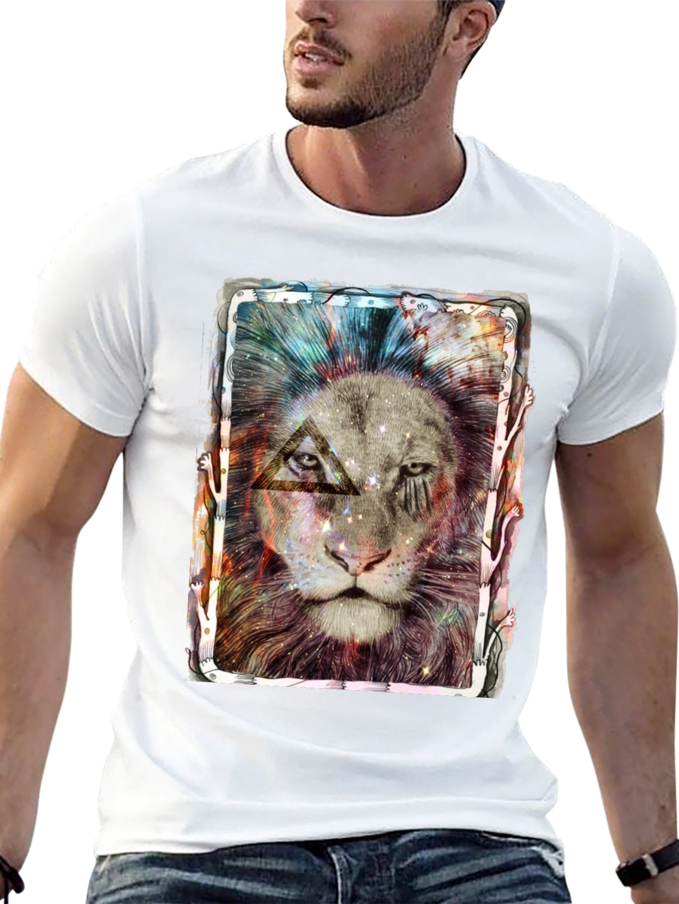 Cosmic Lion Graphic Tee - Unique Design