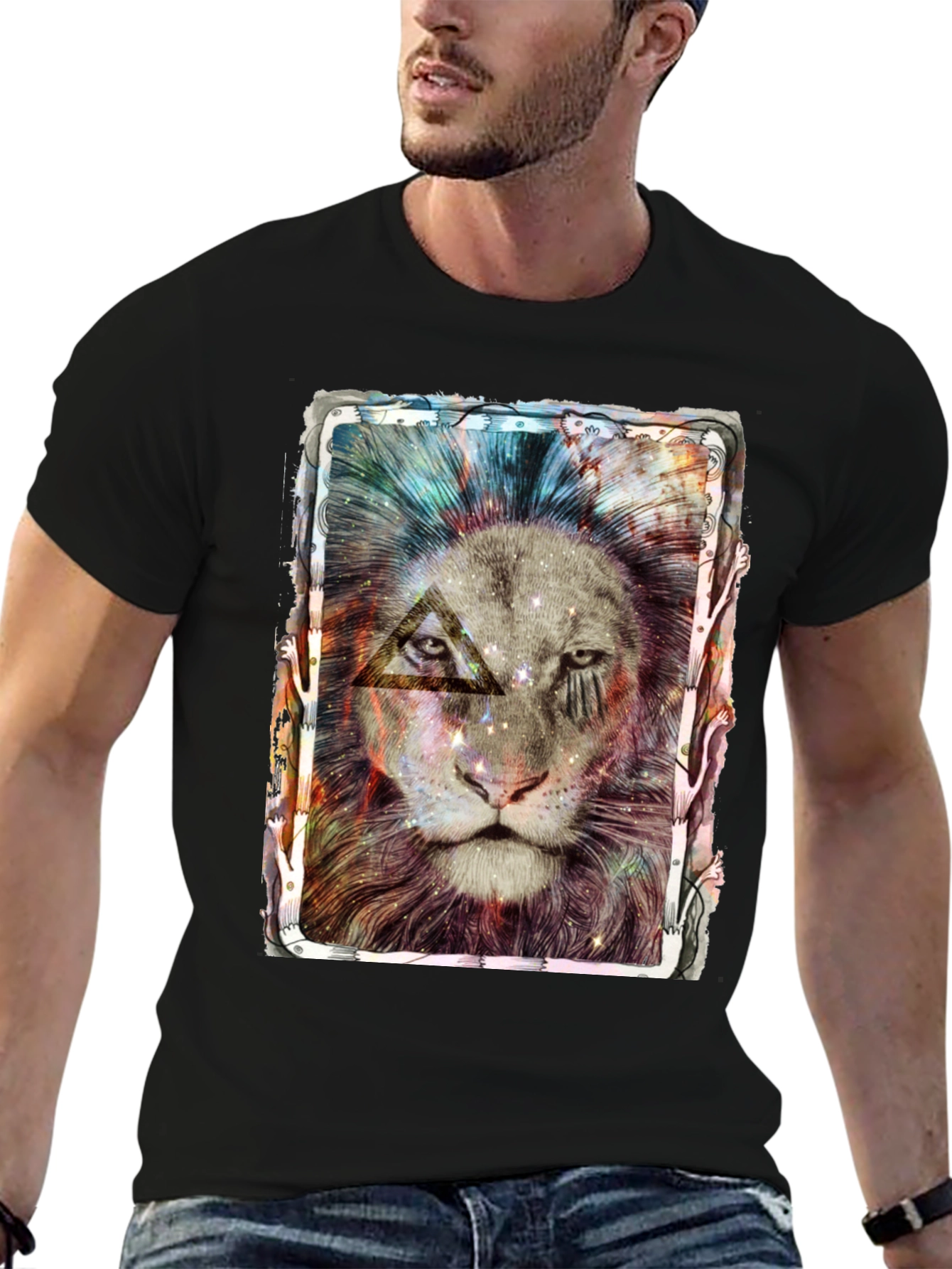 Cosmic Lion Graphic Tee - Unique Design