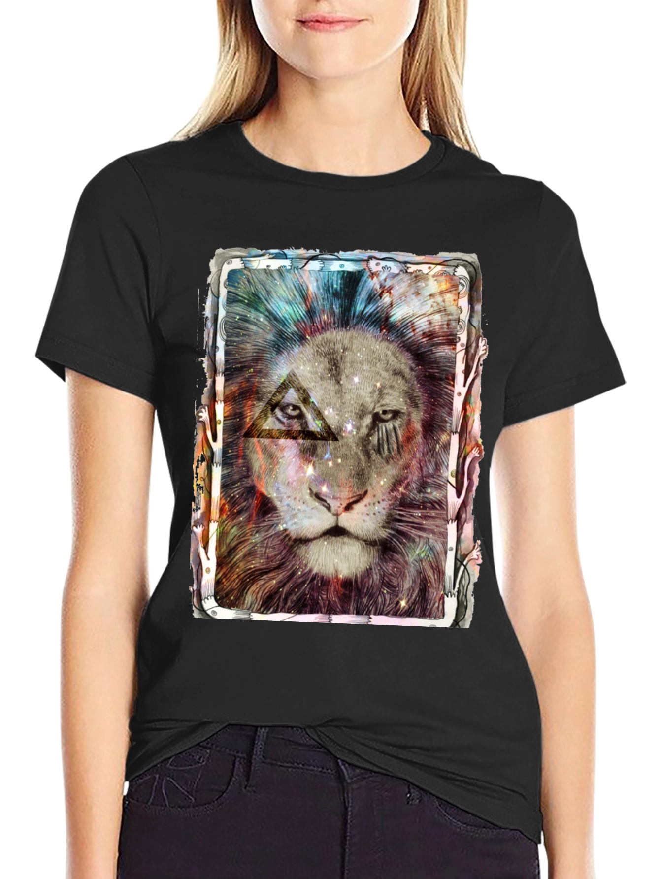 Cosmic Lion Graphic Tee - Unique Design