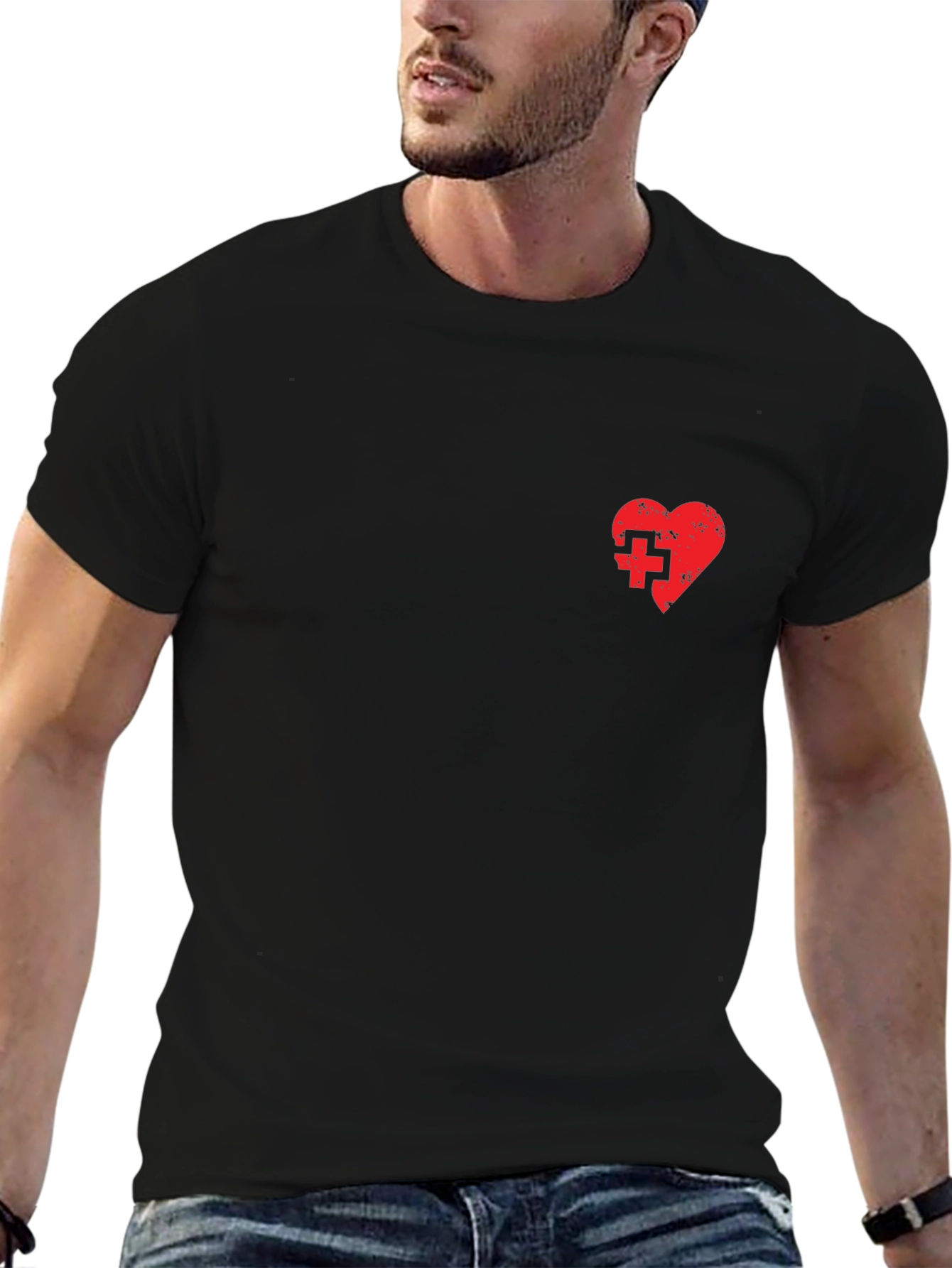 Heart with Cross Black T-Shirt