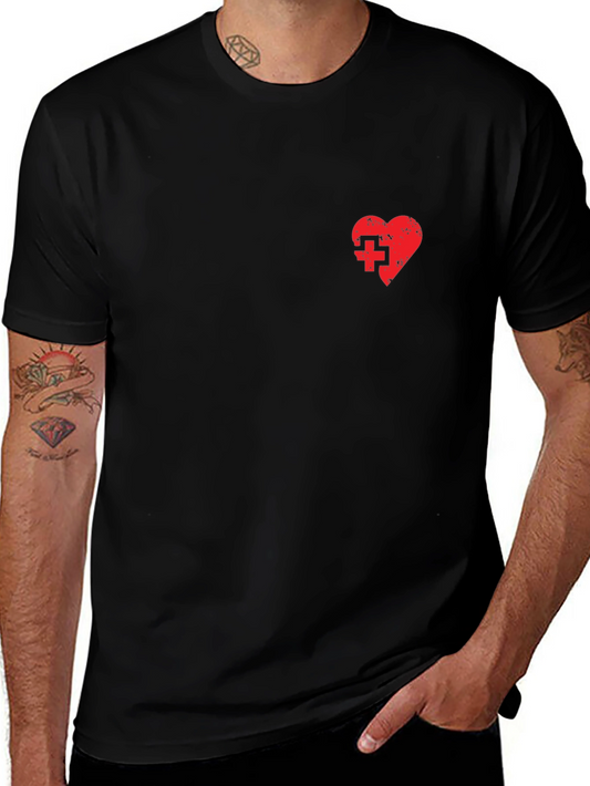 Heart with Cross Black T-Shirt