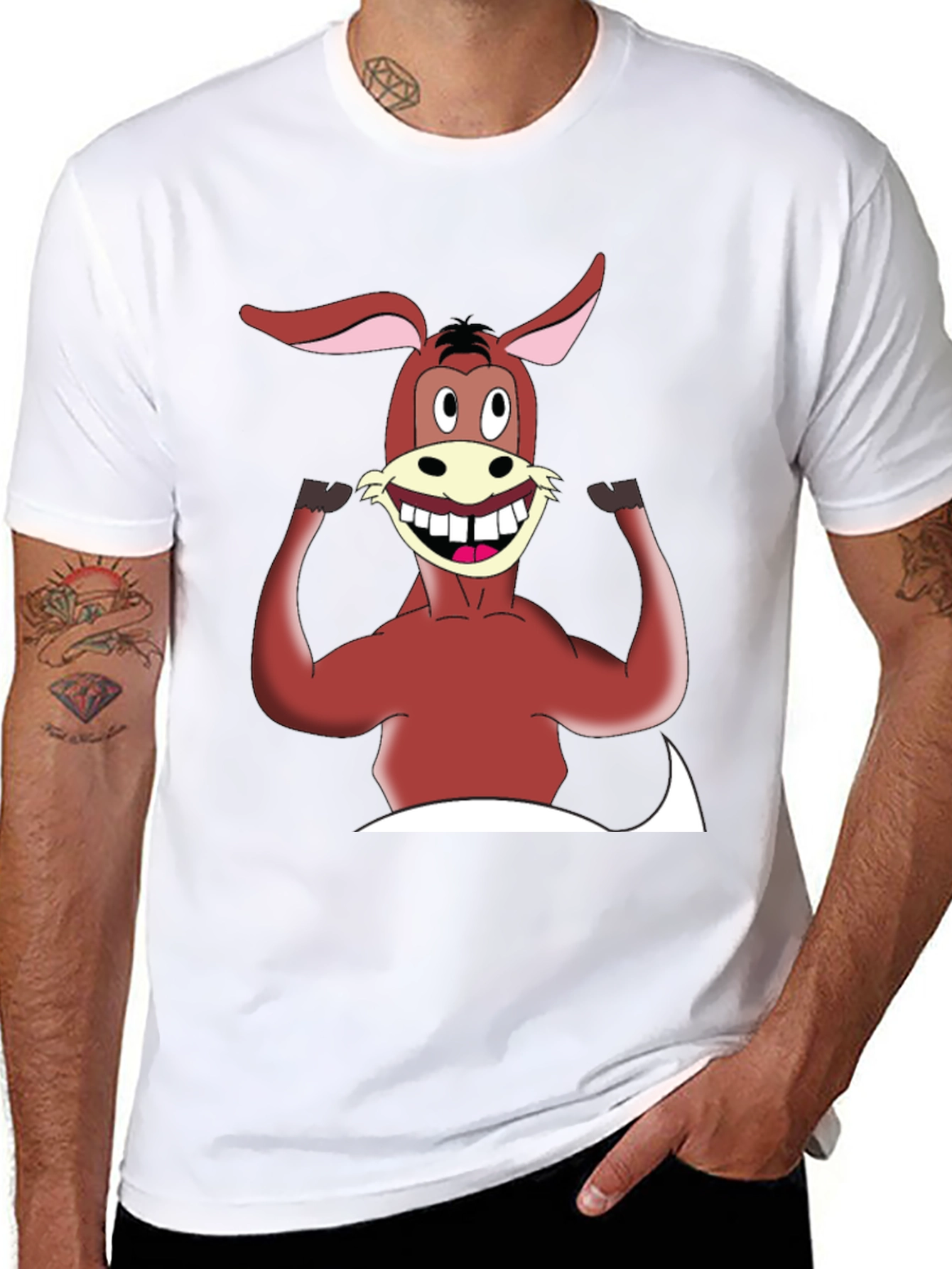 Cartoon Donkey Graphic Tee - Mens Black T-Shirt