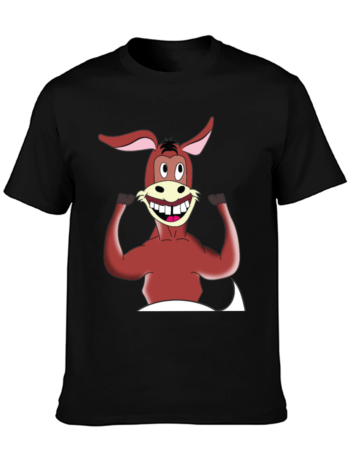 Cartoon Donkey Graphic Tee - Mens Black T-Shirt