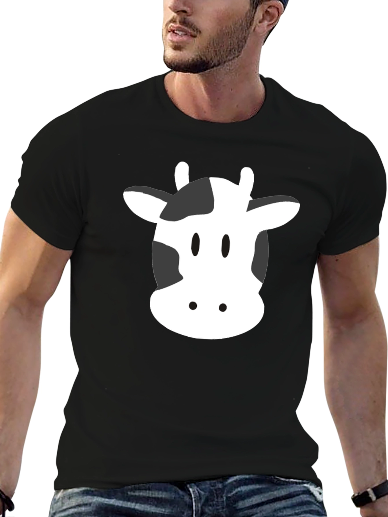Cow Face Graphic Tee - Unisex Black T-Shirt