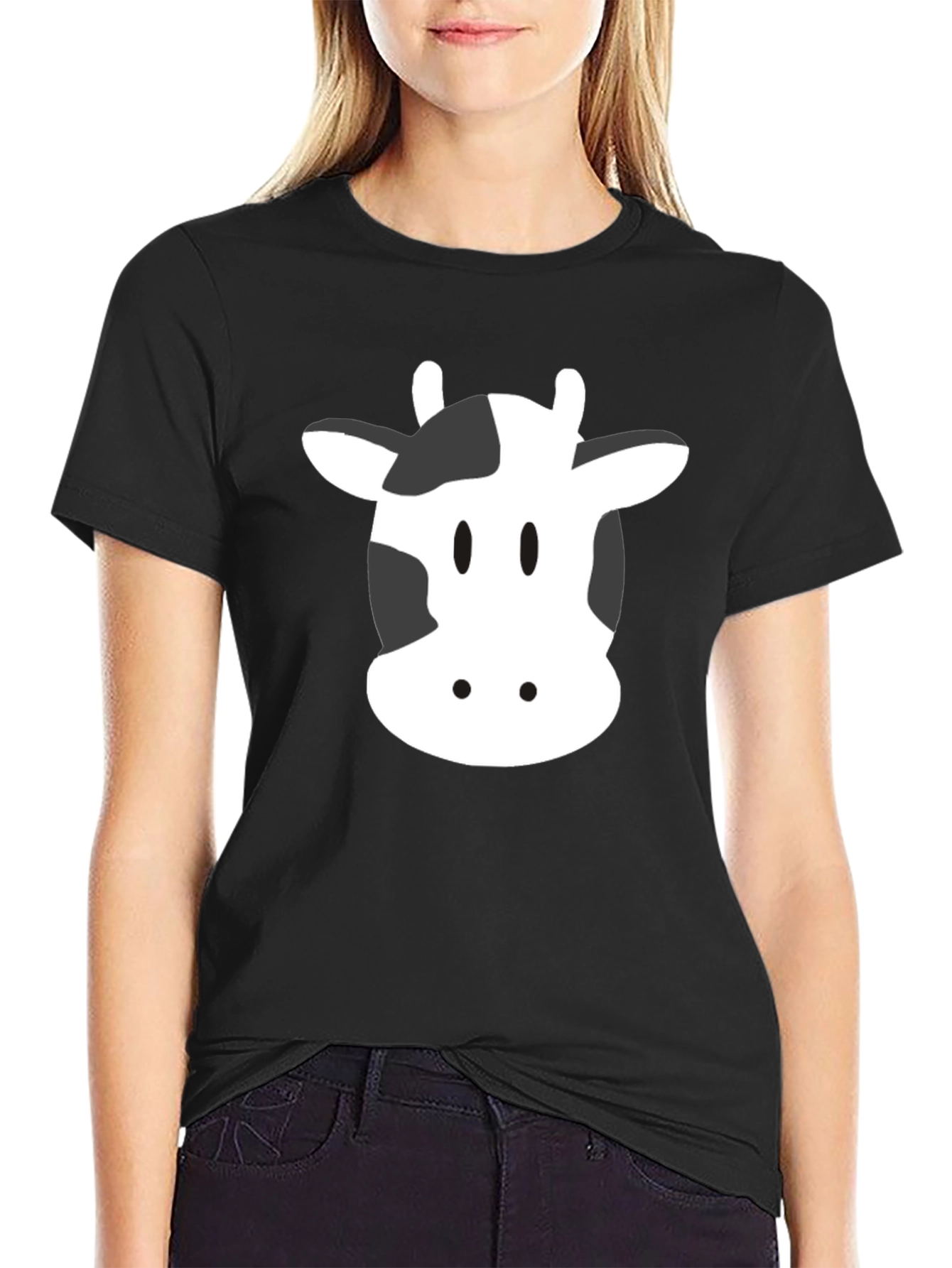 Cow Face Graphic Tee - Unisex Black T-Shirt