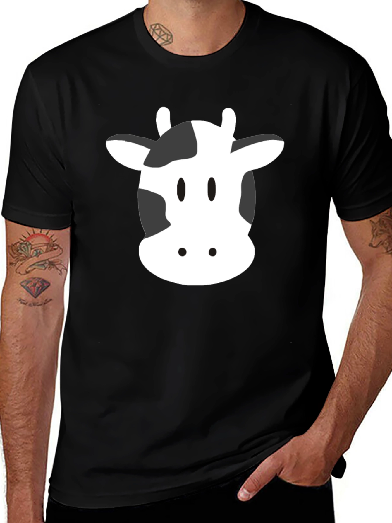 Cow Face Graphic Tee - Unisex Black T-Shirt