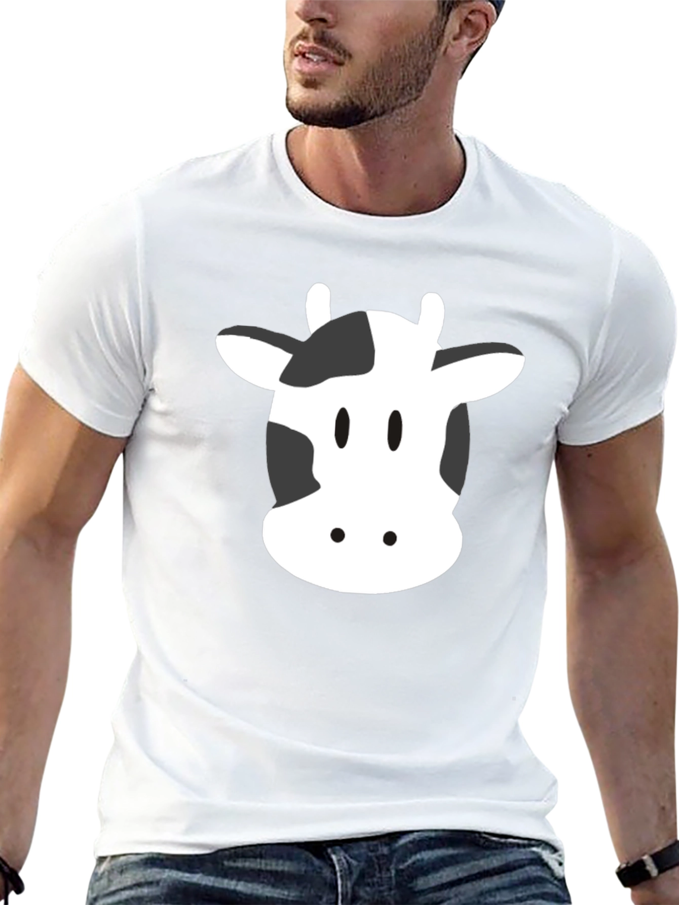 Cow Face Graphic Tee - Unisex Black T-Shirt