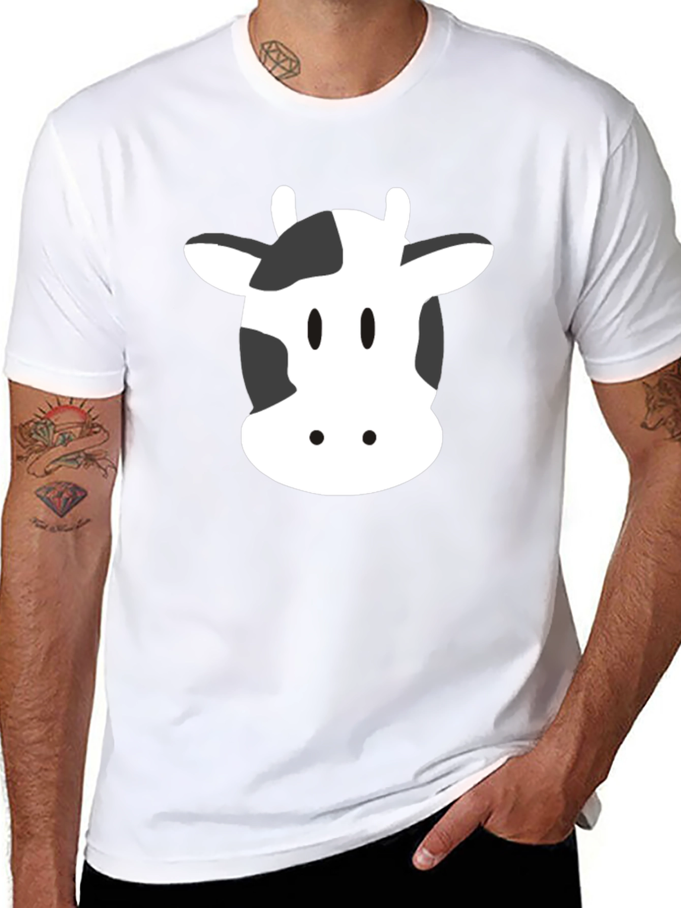 Cow Face Graphic Tee - Unisex Black T-Shirt