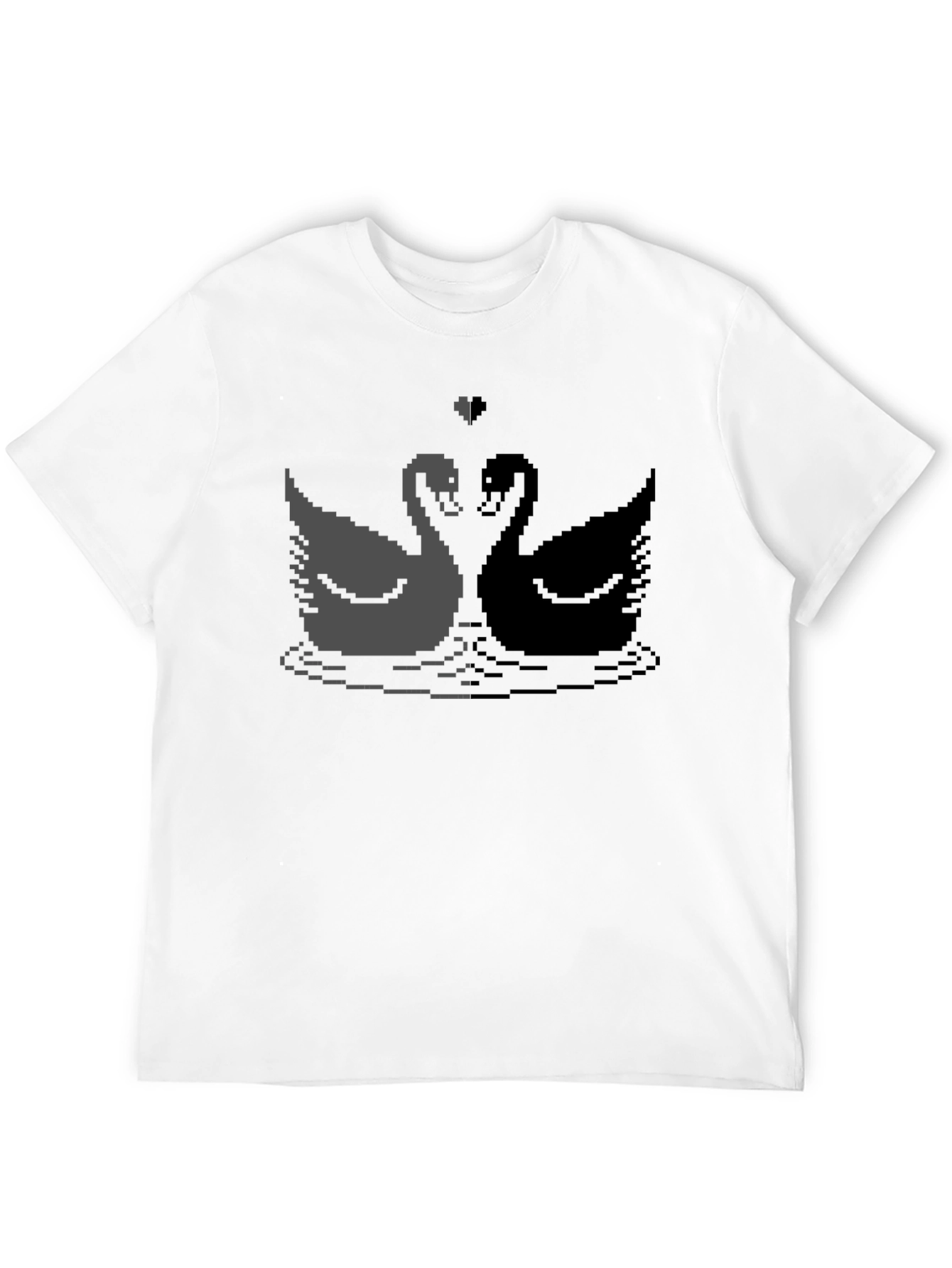 Pixel Swan Love T-Shirt - Black