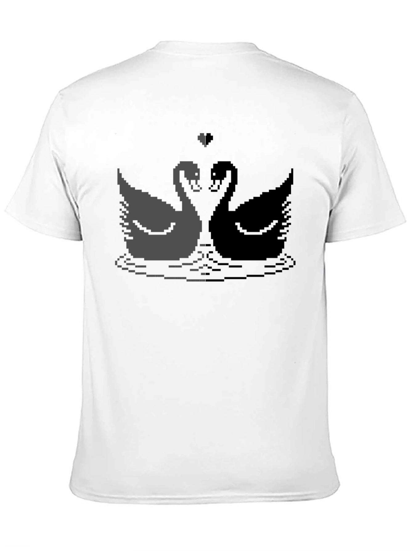 Pixel Swan Love T-Shirt - Black