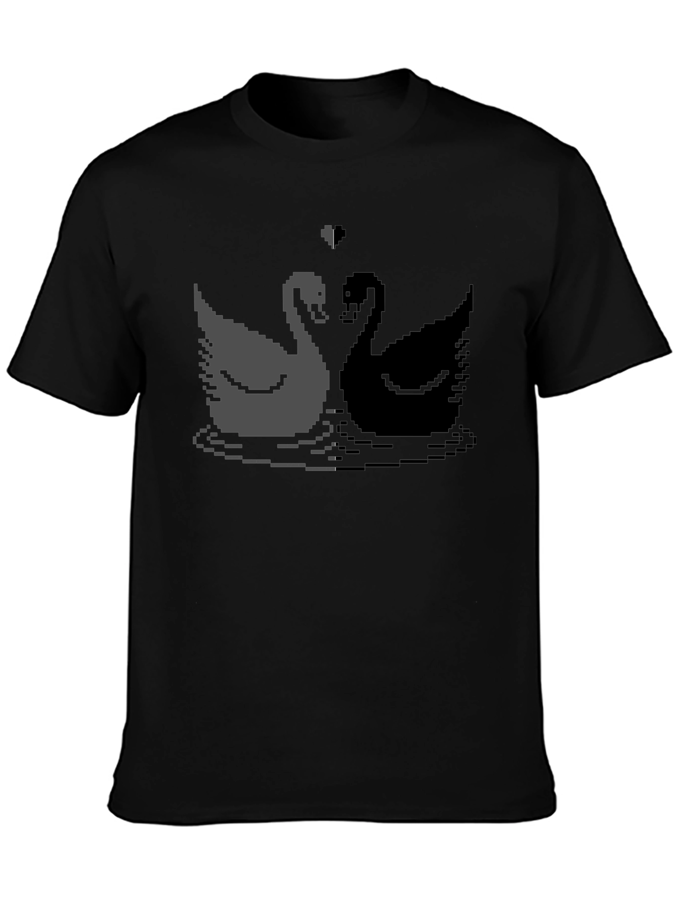 Pixel Swan Love T-Shirt - Black