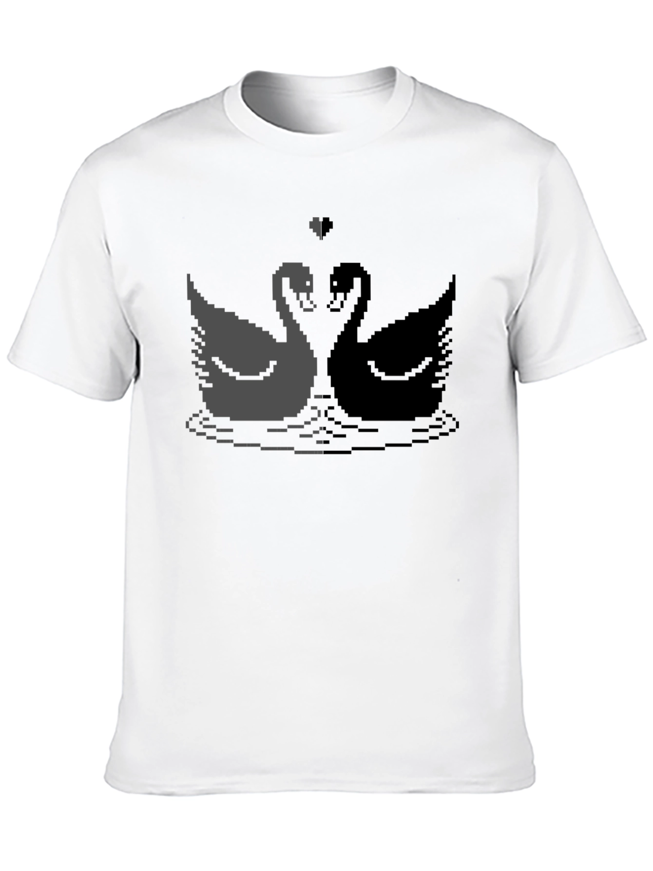 Pixel Swan Love T-Shirt - Black