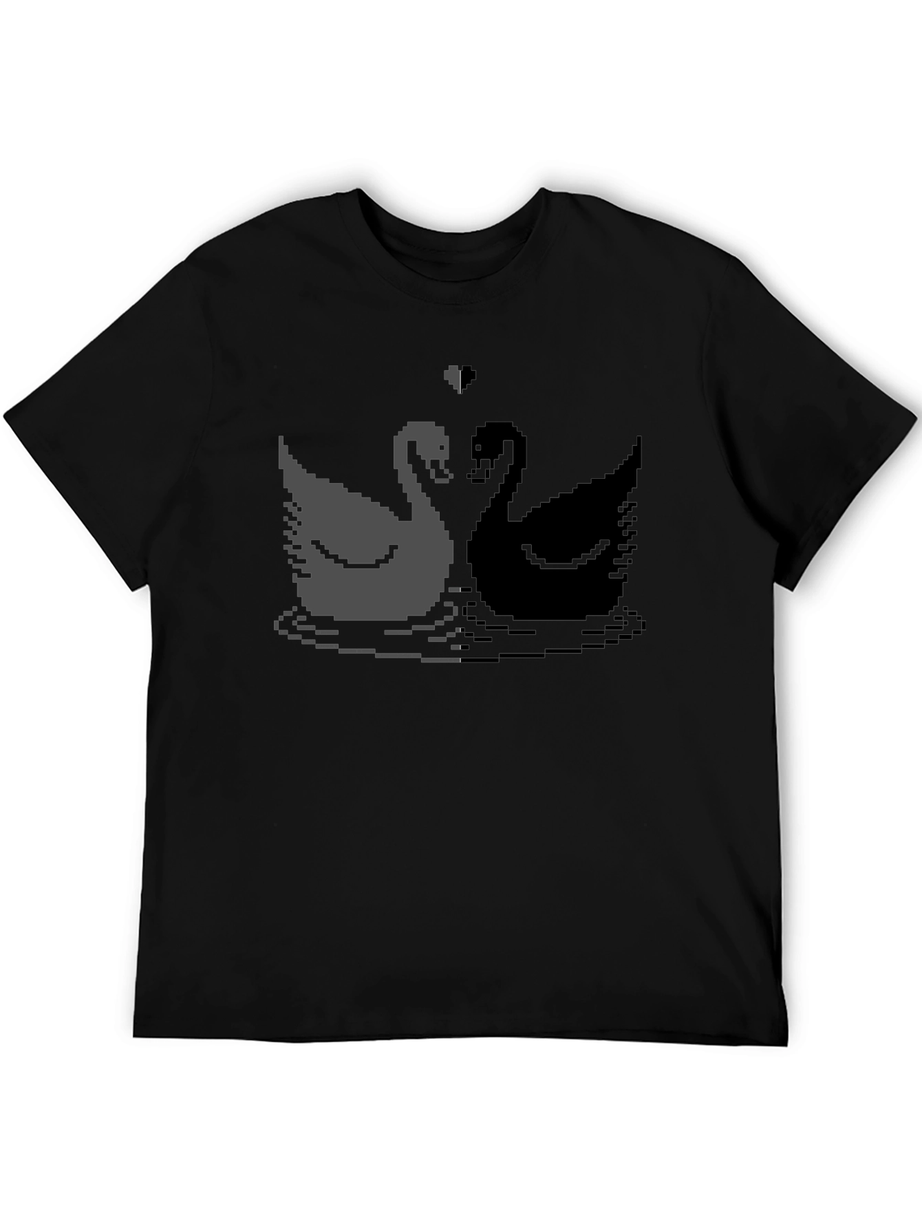 Pixel Swan Love T-Shirt - Black