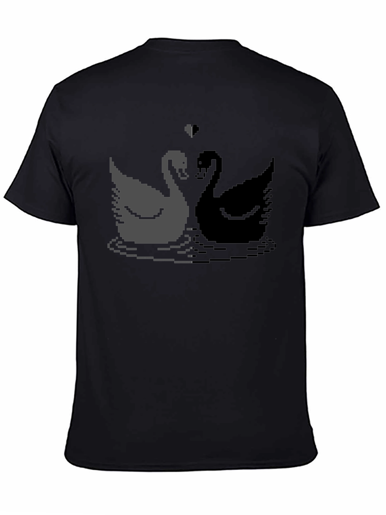 Pixel Swan Love T-Shirt - Black