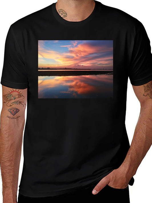 Sunset Reflection Graphic Tee - Black
