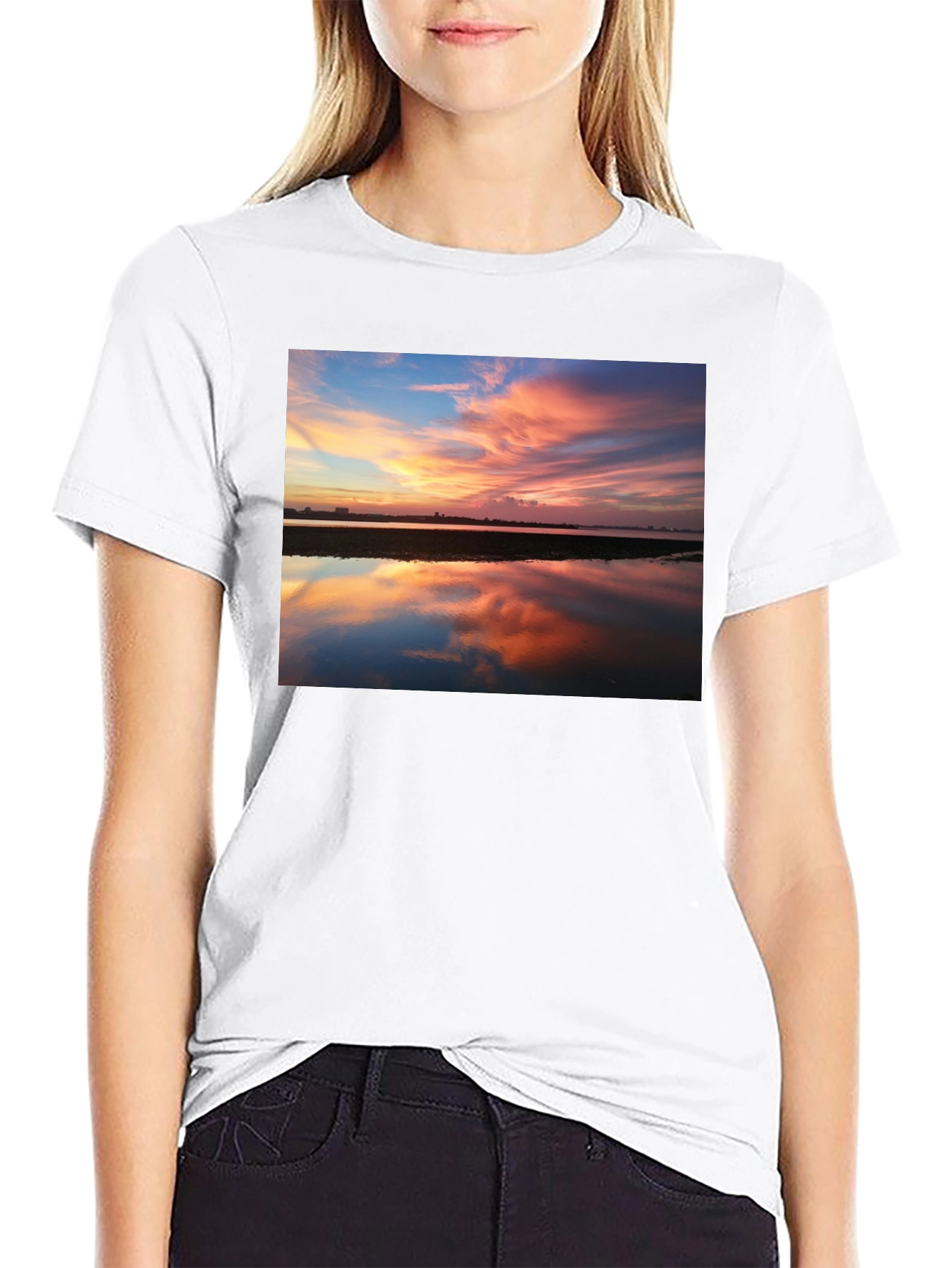 Sunset Reflection Graphic Tee - Black